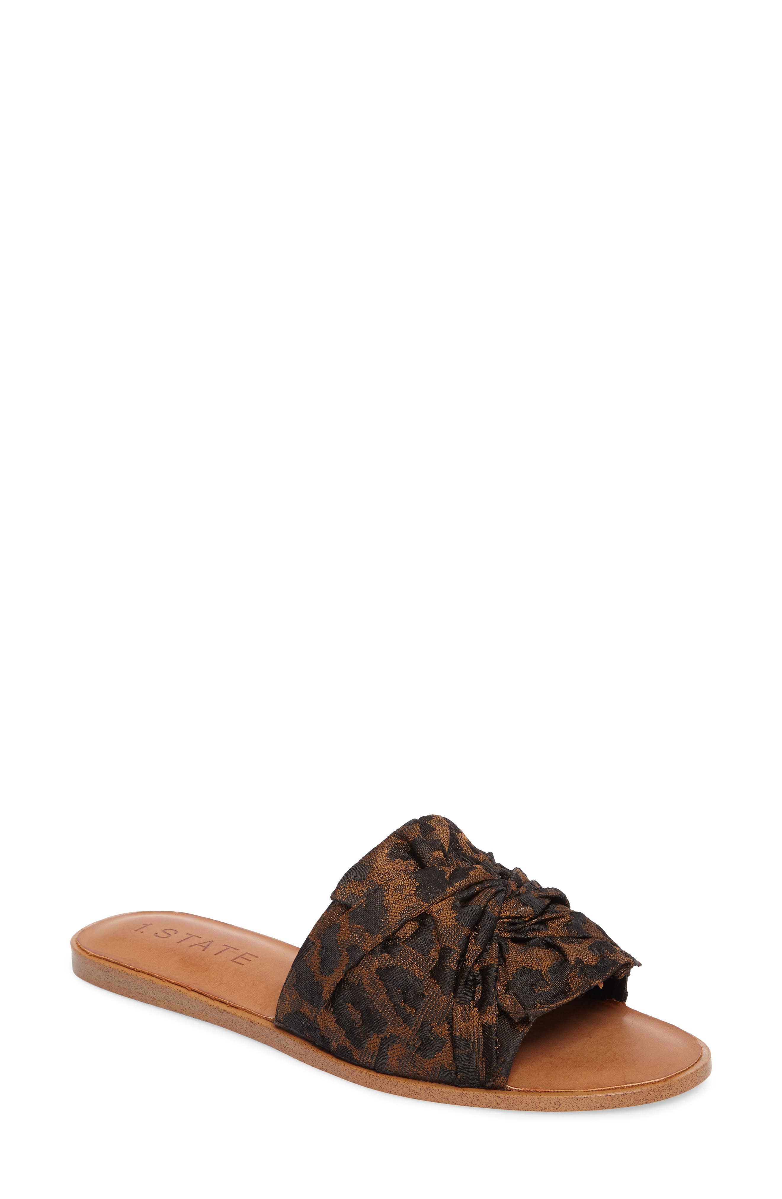 Chevonn Slide Sandal, Main, color, BROWN MULTI FABRIC
