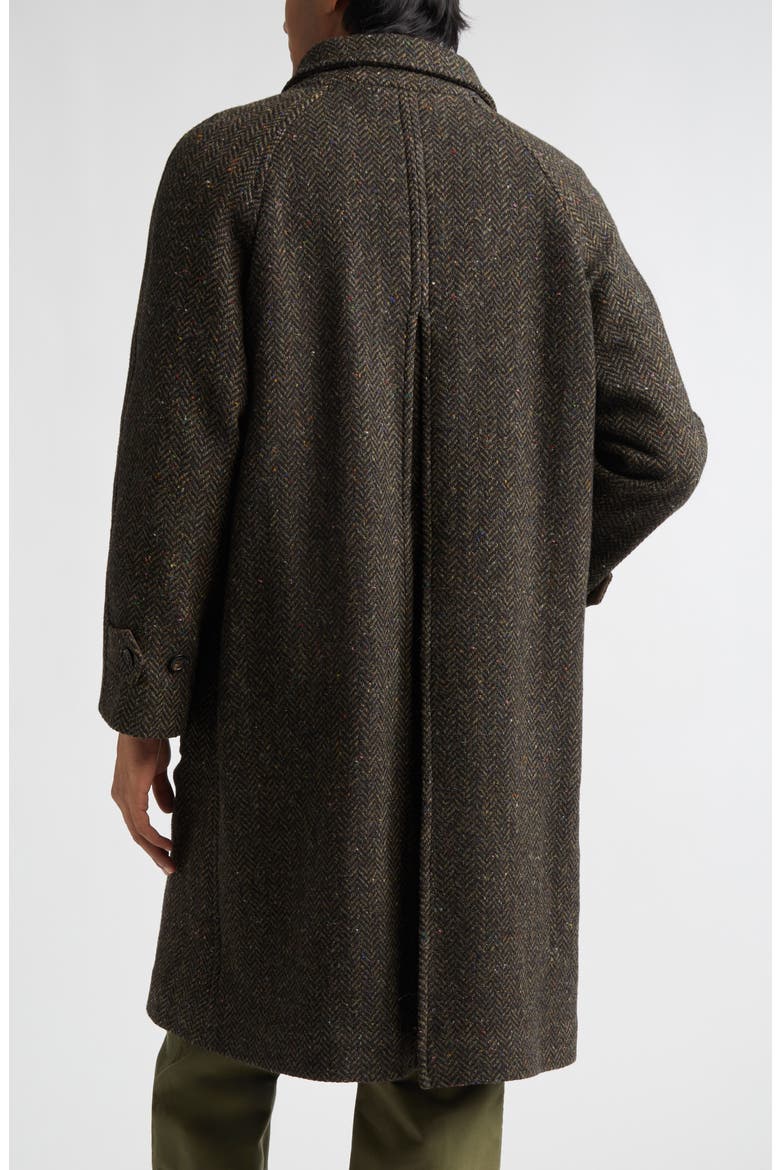 Wool Herringbone Tweed Overcoat, Alternate, color, BROWN