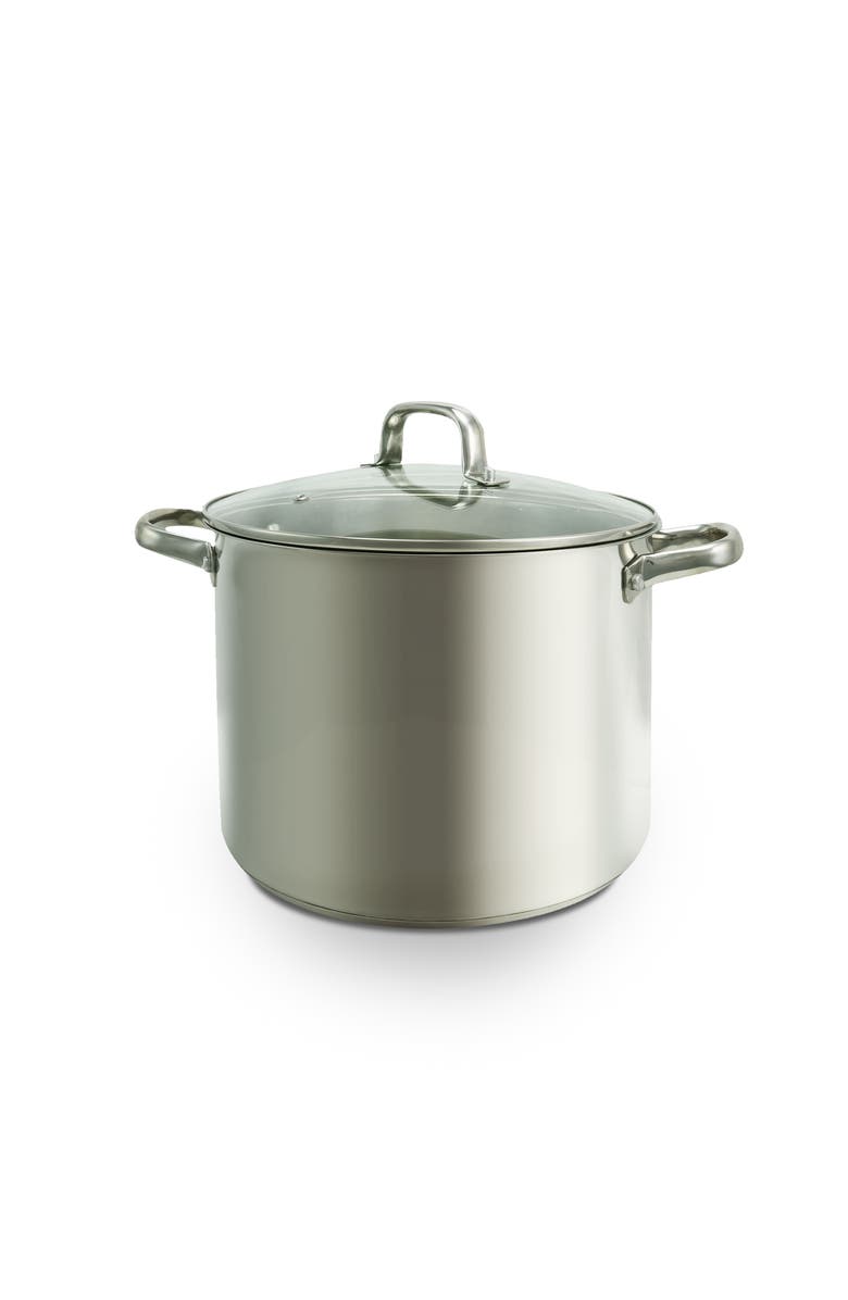 OSTER Adenmore 12 Quart Stainless Steel Stock Pot With Tempe Glass Lid, Alternate, color, Metallic Silver