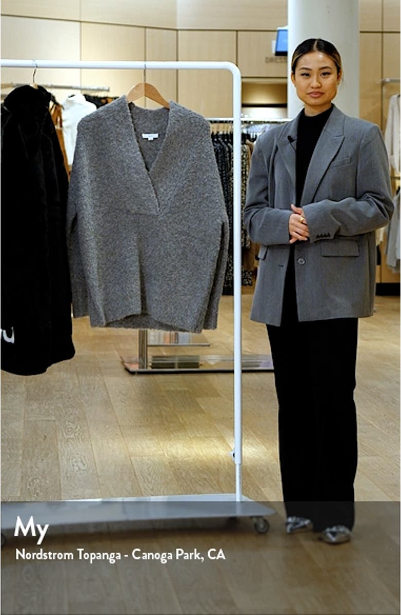 Crimped Shawl Wool Blend Bouclé Sweater, sales video thumbnail