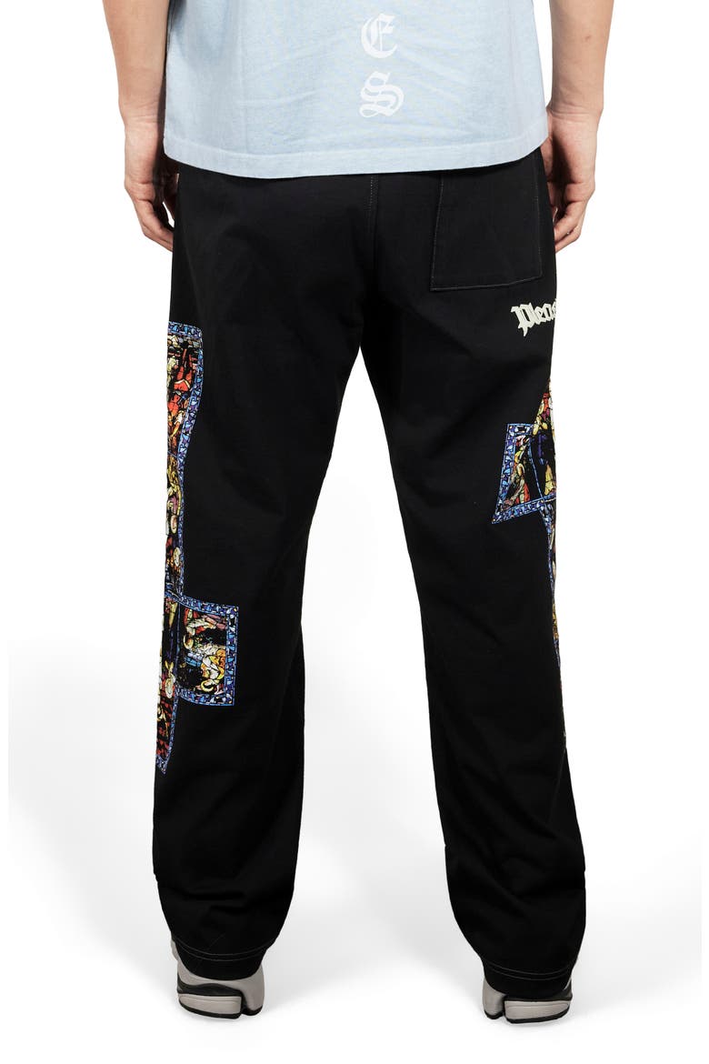 Blasphemy Print Straight Leg Drawstring Sweatpants, Alternate, color, BLACK