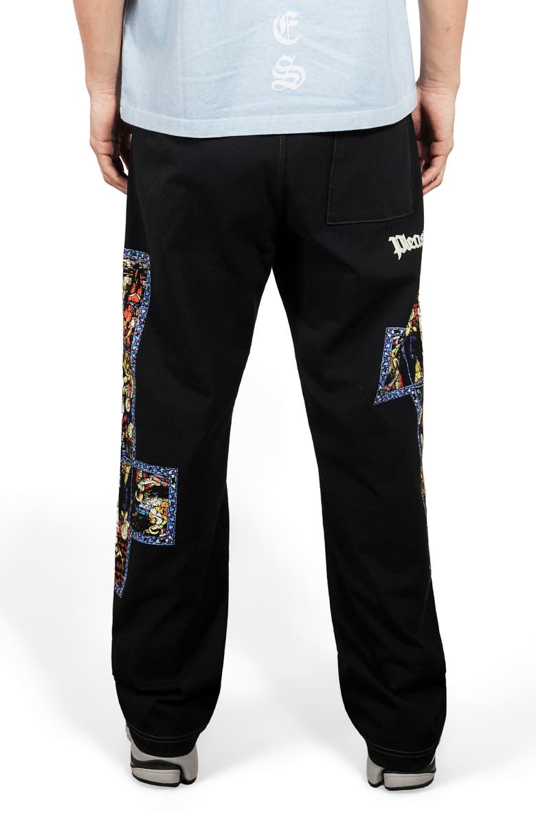 PLEASURES Blasphemy Print Straight Leg Drawstring Sweatpants, Alternate, color, Black