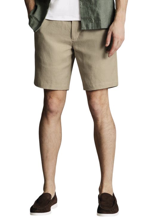 Charles Tyrwhitt Linen Shorts In Brown