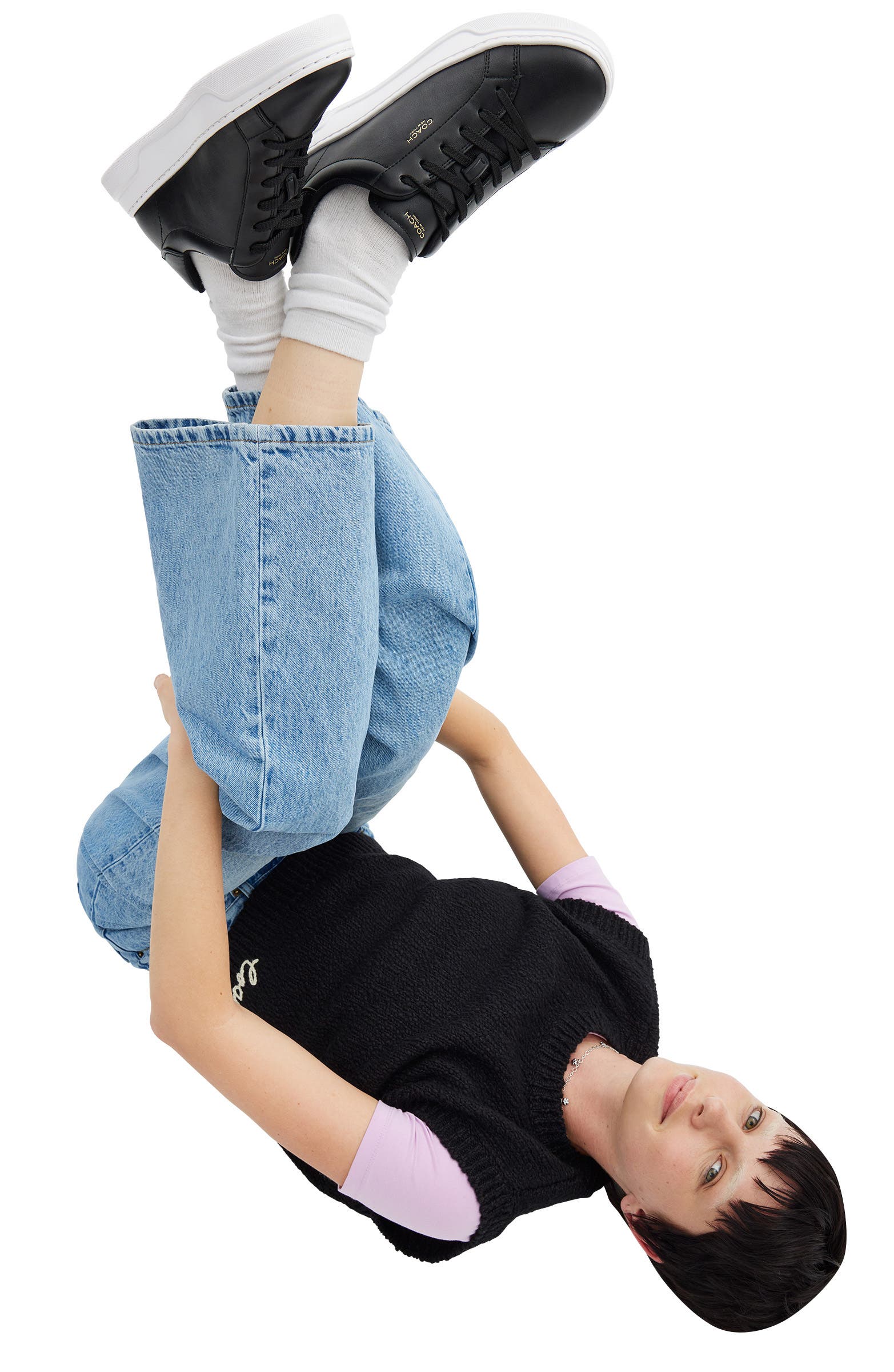 COACH High Line Sneaker, Alternate, color, Black/ Optic White