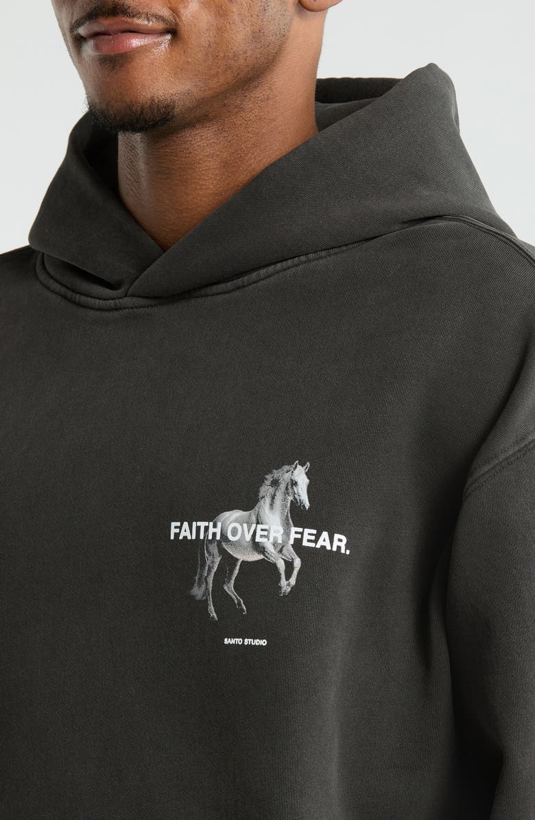 SANTO STUDIO Faith Over Fear Graphic Hoodie, Alternate, color, Black