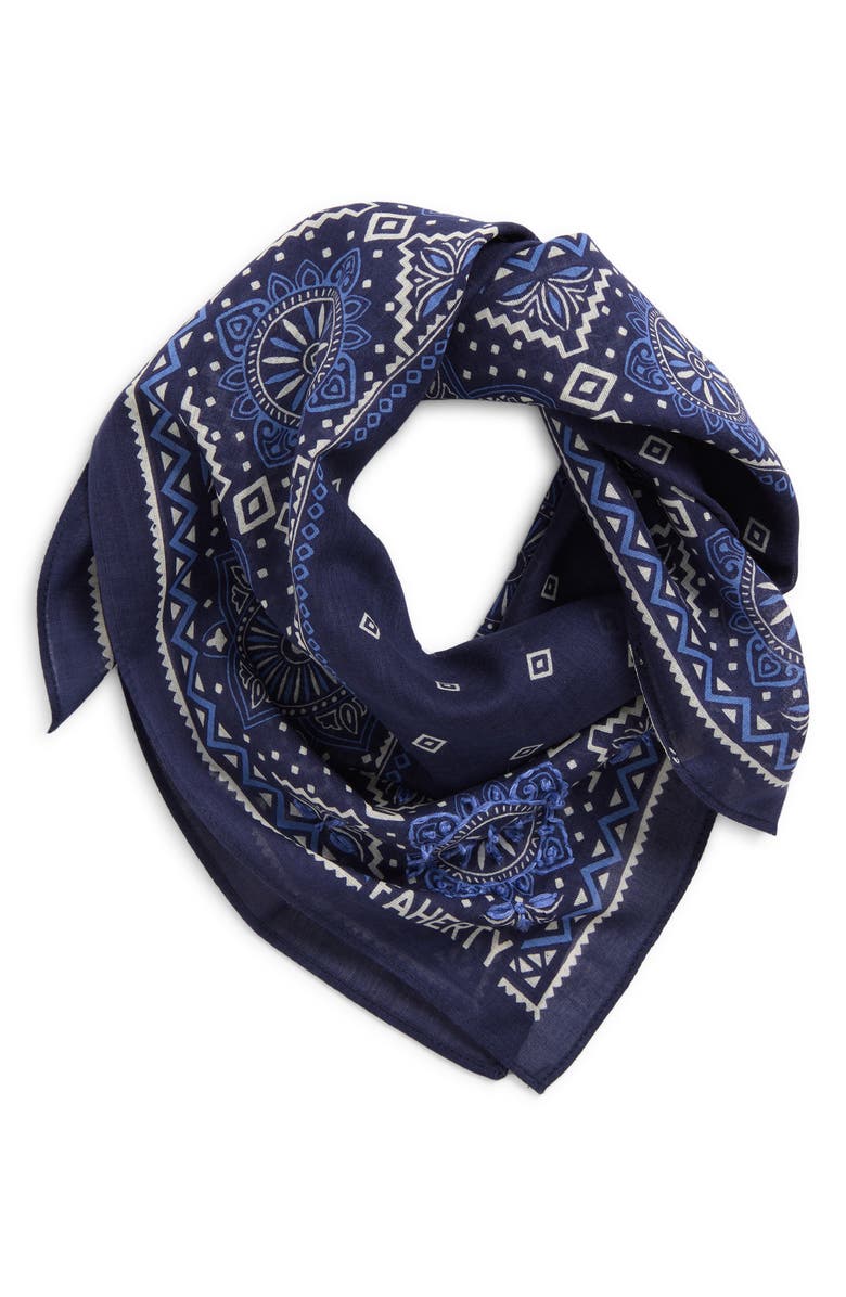 Faherty Star Geo Organic Cotton Bandana, Main, color, Crown Blue