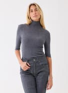 Majestic Filatures Merino Rib Knit Elbow Sleeve Turtleneck