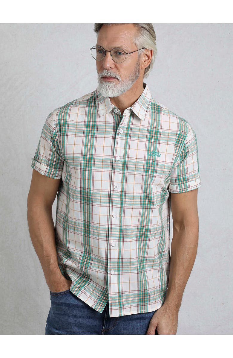 Weird Fish Judd Short Sleeve Check Shirt, Main, color, Viridis