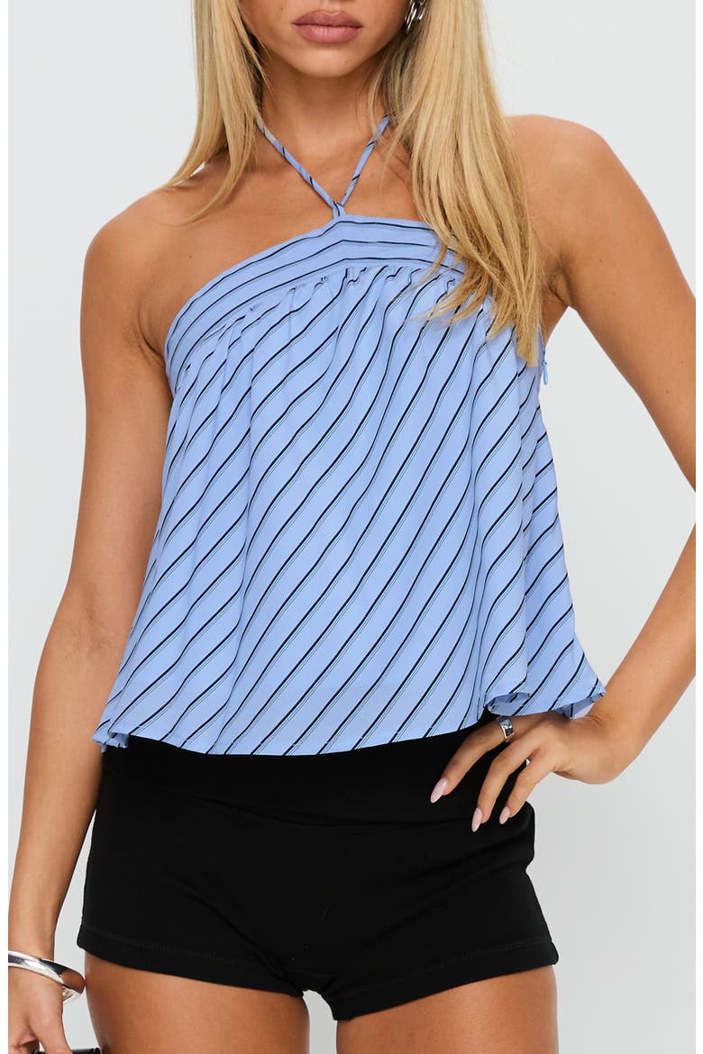 Moonlit Stripe Halter Top, Main, color, BLUE STRIPE