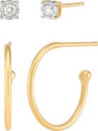Frankie & Zoe Set of 2 Diamond Stud & Hoop Earrings