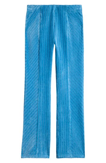 Shop Truce Kids' Rib Velour Flare Pants In Dark Blue