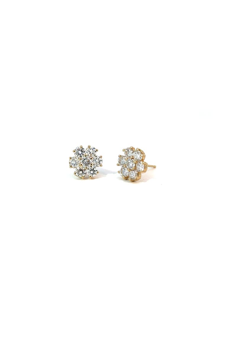 14K Yellow Gold 2 Carat Lab Grown Diamond Flower Earrings F VS1, Main, color, Yellow