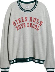 BOYS LIE Girls Rule Boys Drool Waffle Knit Sweatshirt
