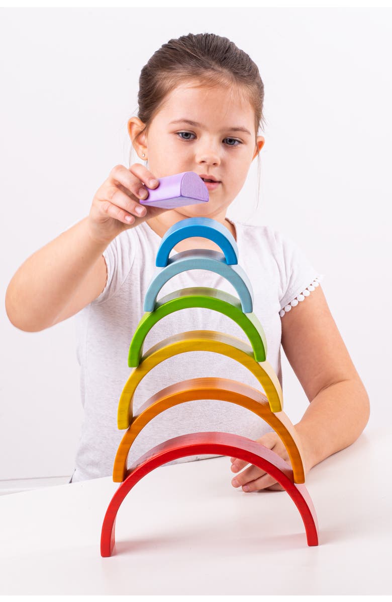Bigjigs Toys Wooden Stacking Rainbow - Small, Alternate, color, Multicoloured