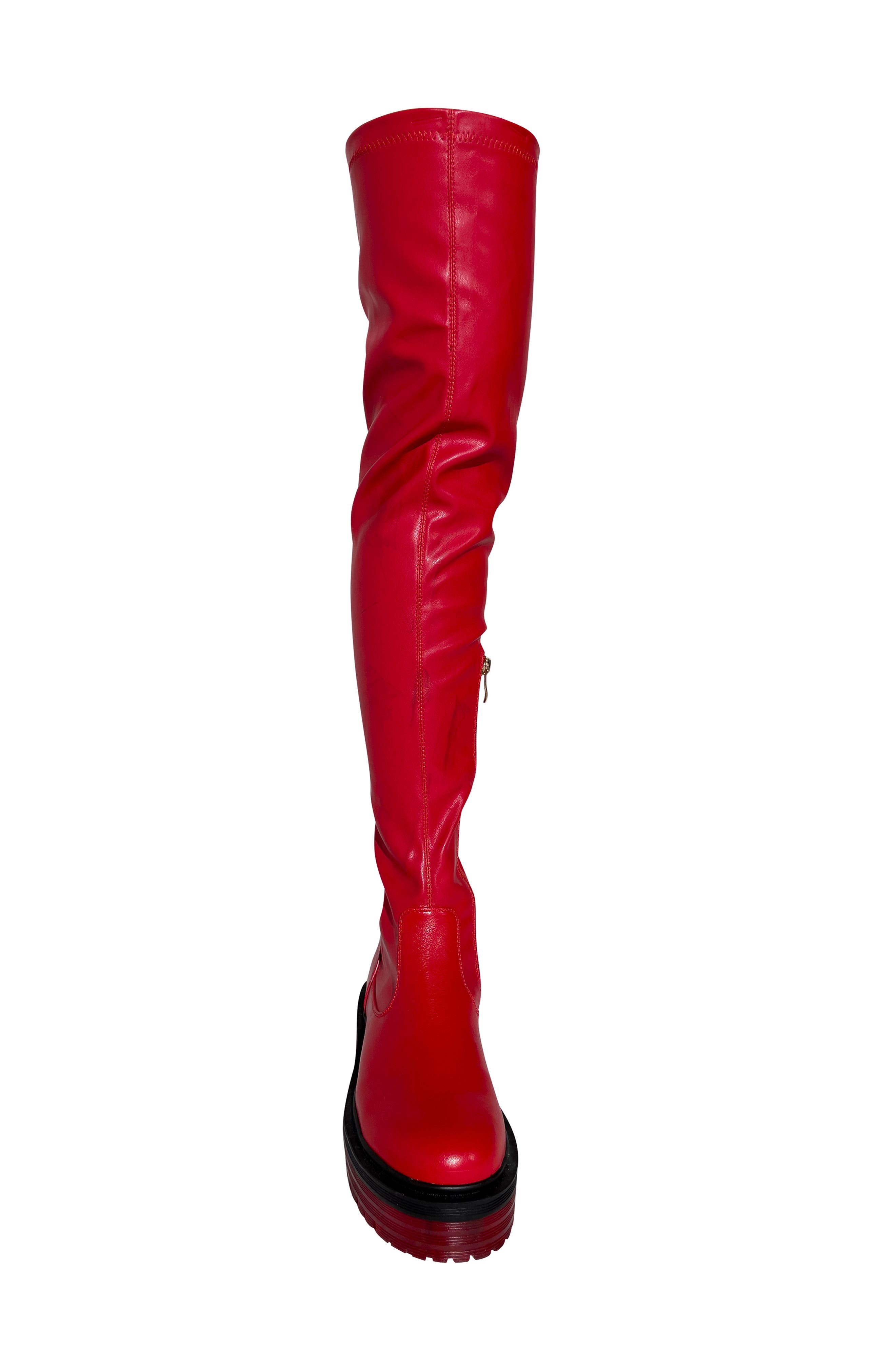 Euro Platform Over the Knee Boot, Alternate, color, RED