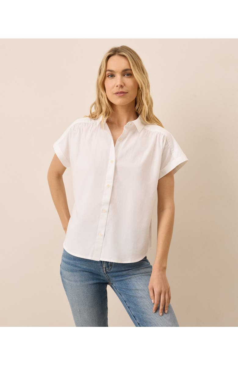 Pact Organic Cotton All Day Poplin Shirred Shirt, Main, color, White