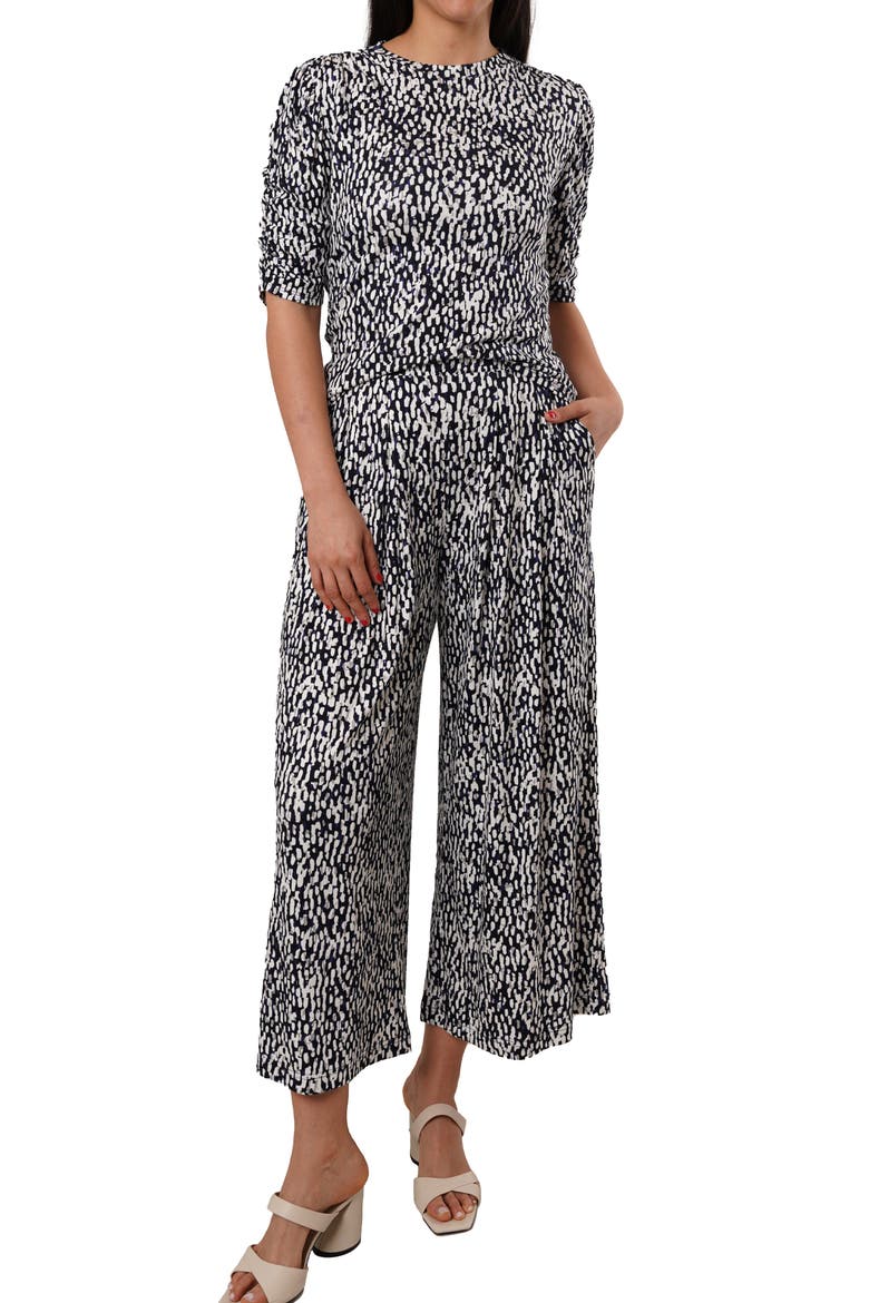 Pleated Pull-On Pants, Alternate, color, KALI PRINT NAVY