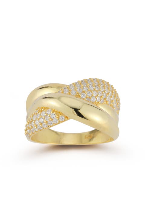 Pavé Cubic Zirconia Crossover Knot Ring