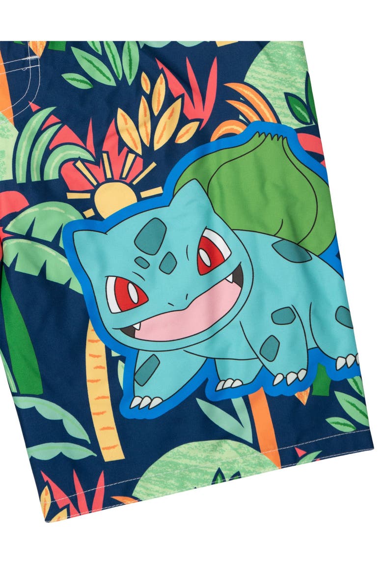 Swimwear Bathing Suit Swim Trunks UPF 50+, Alternate, color, Pikachu Bulbasaur Navy
