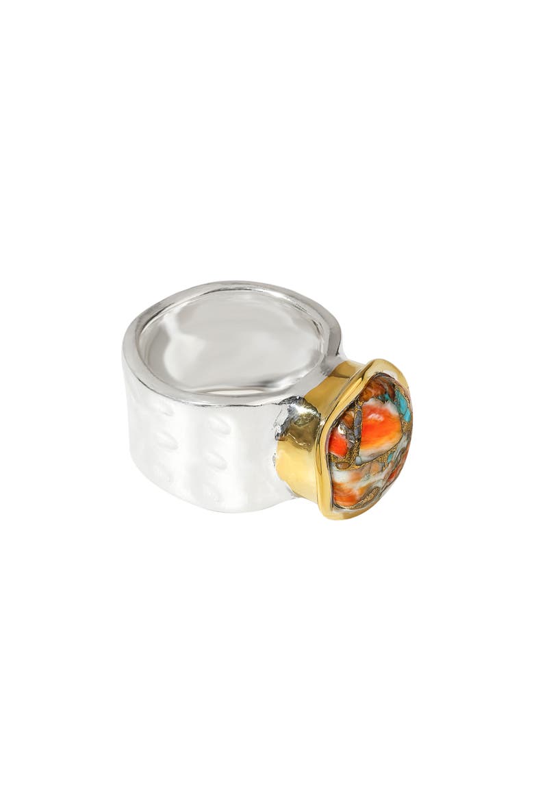 Semiprecious Stone Cabochon Ring, Alternate, color, ORANGE