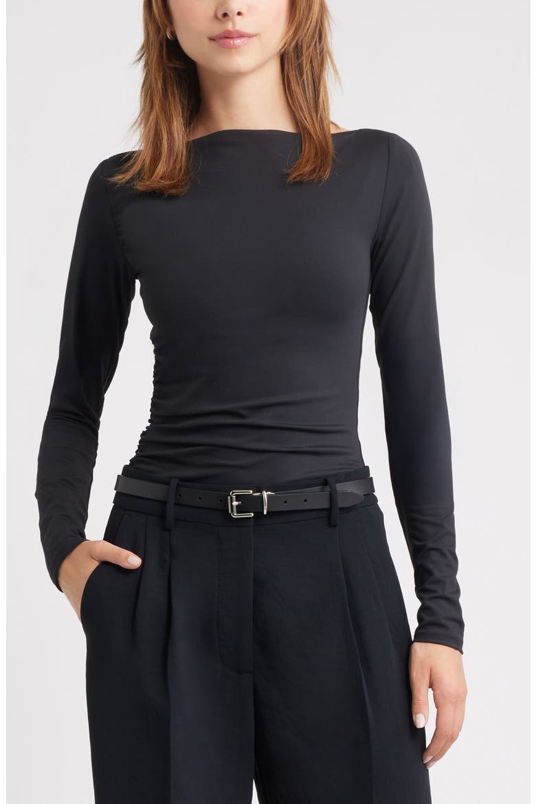 Ruched Side Top, Main, color, BLACK