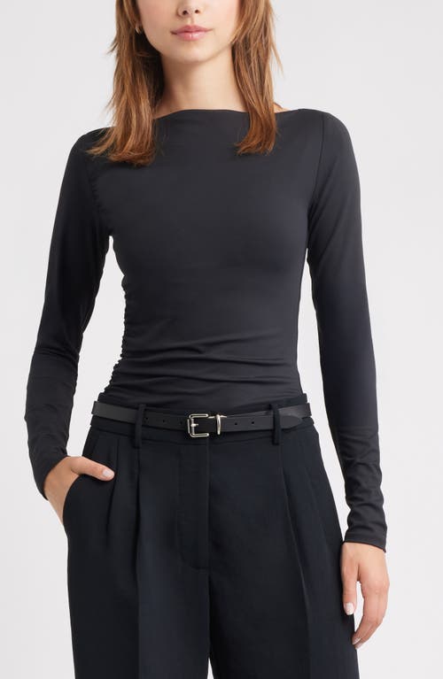 Open Edit Ruched Side Top In Black