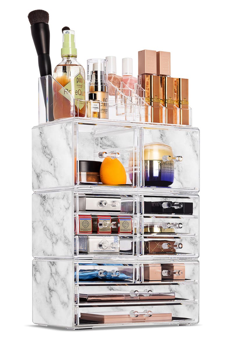 Makeup and Jewelry Storage Case Display Set - Marble, Alternate, color, MARBLE