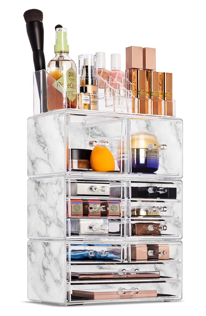 SORBUS Makeup and Jewelry Storage Case Display Set - Marble, Alternate, color, Marble