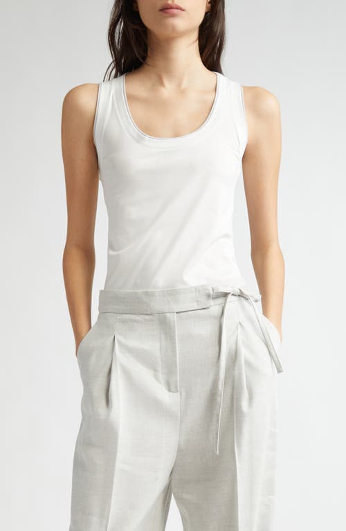 Eleventy Cotton Tank In White And Pearl