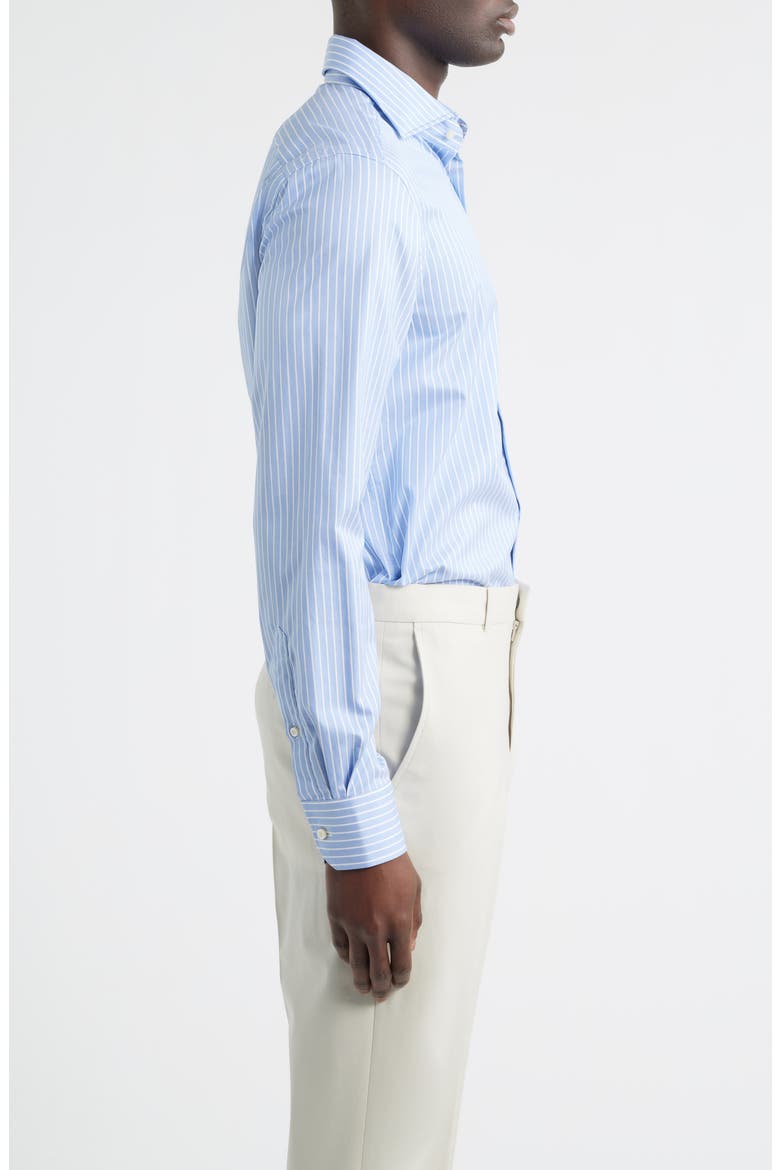 Modern Fit Stripe Natural Stretch Yoga Twill Dress Shirt, Alternate, color, BRIGHT BLUE