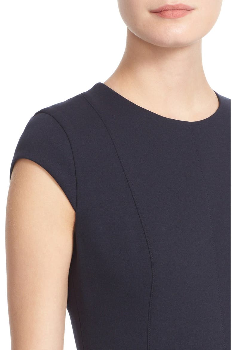 Cap Sleeve Peplum Hem Jersey Dress, Alternate, color, NAVY