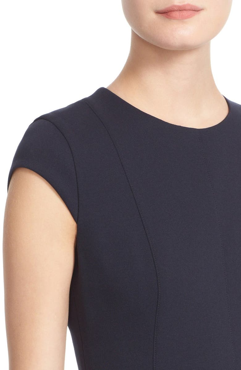 Akris punto Cap Sleeve Peplum Hem Jersey Dress, Alternate, color, 