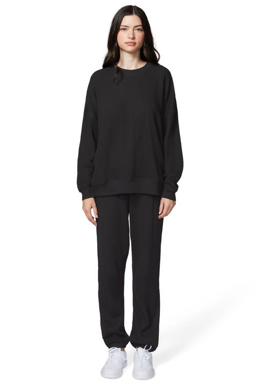 Shop Florence By Mills Ovesize Crewneck Thermal Sweatshirt In Black