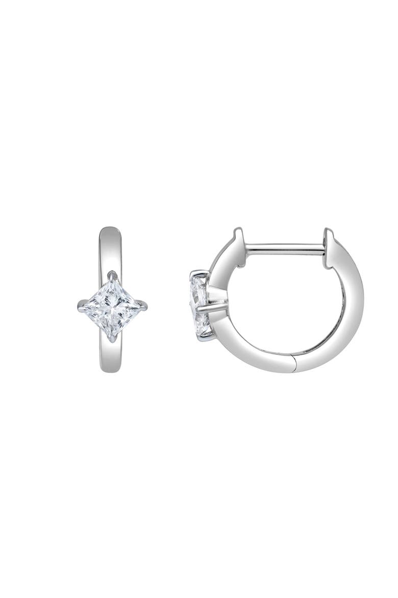 Princess Charm 14K Gold Lab Grown Diamond Huggies - 0.75 ct, Main, color, 14K White Gold