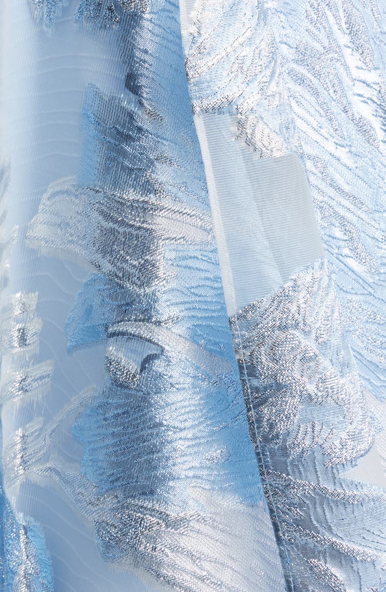 Eliza J Metallic Jacquard Wrap Bodice Cocktail Dress, Alternate, color, Periwinkle