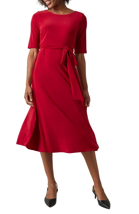 Tie Belt Fit & Flare Dress