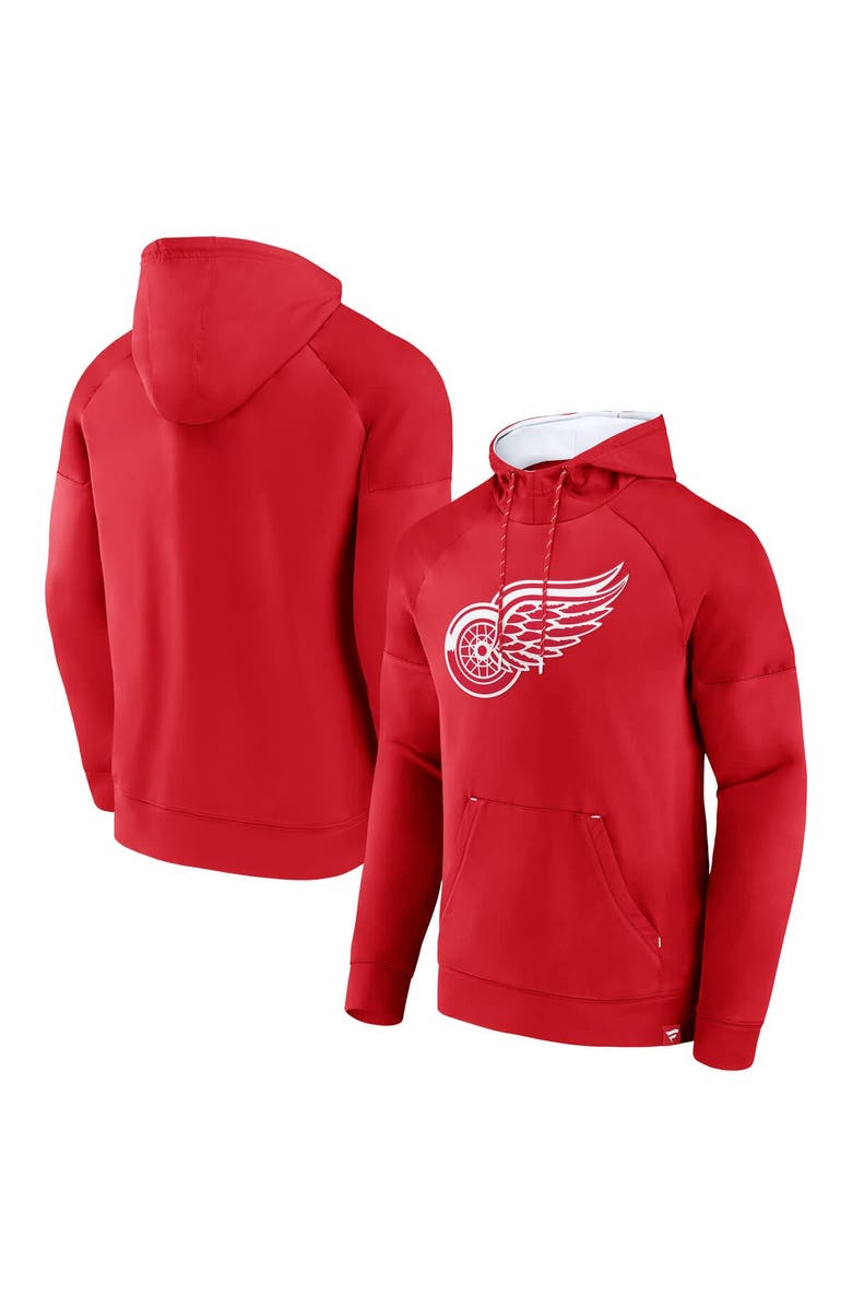 FANATICS Men's Fanatics  Red Detroit Red Wings Iconic Defender Raglan Pullover Hoodie, Alternate, color, 