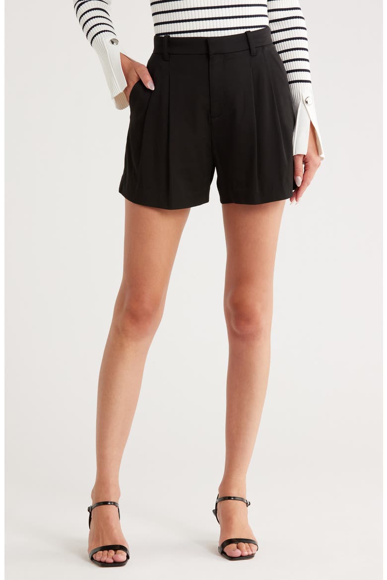 Charles Pleated High Waist Shorts, Main, color, BLACK