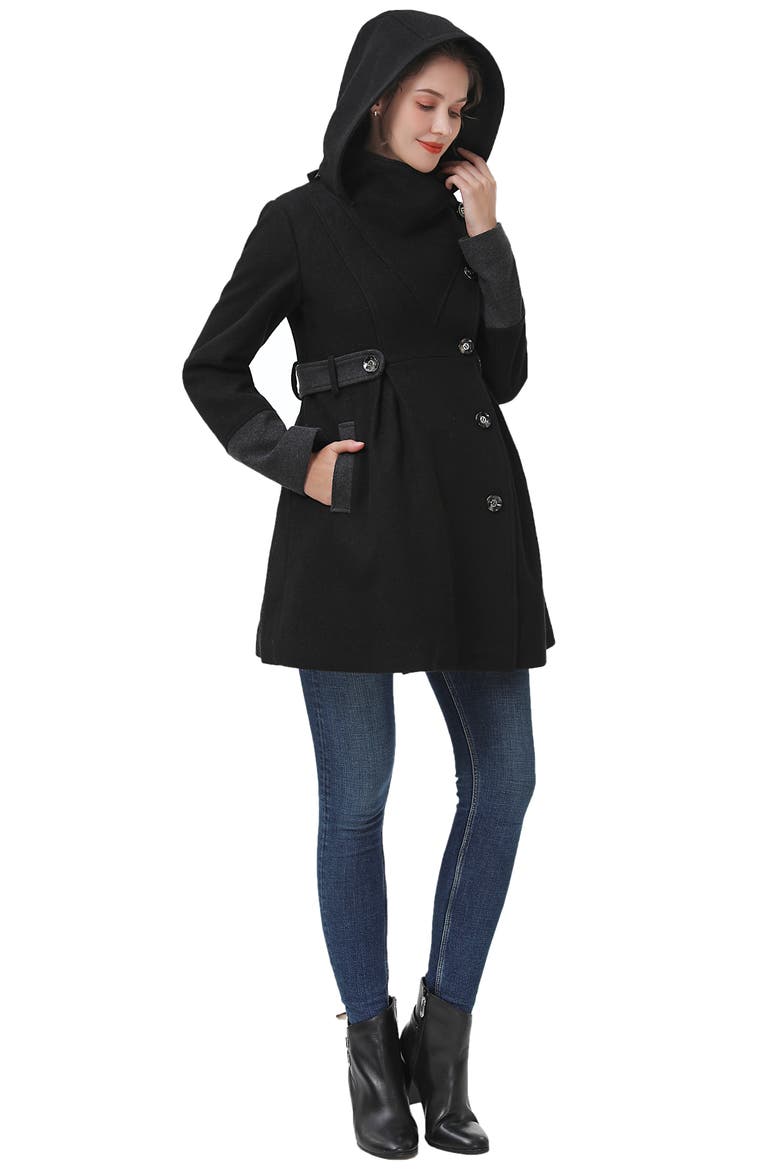 Harper Maternity Wool Coat, Alternate, color, BLACK/GRAY