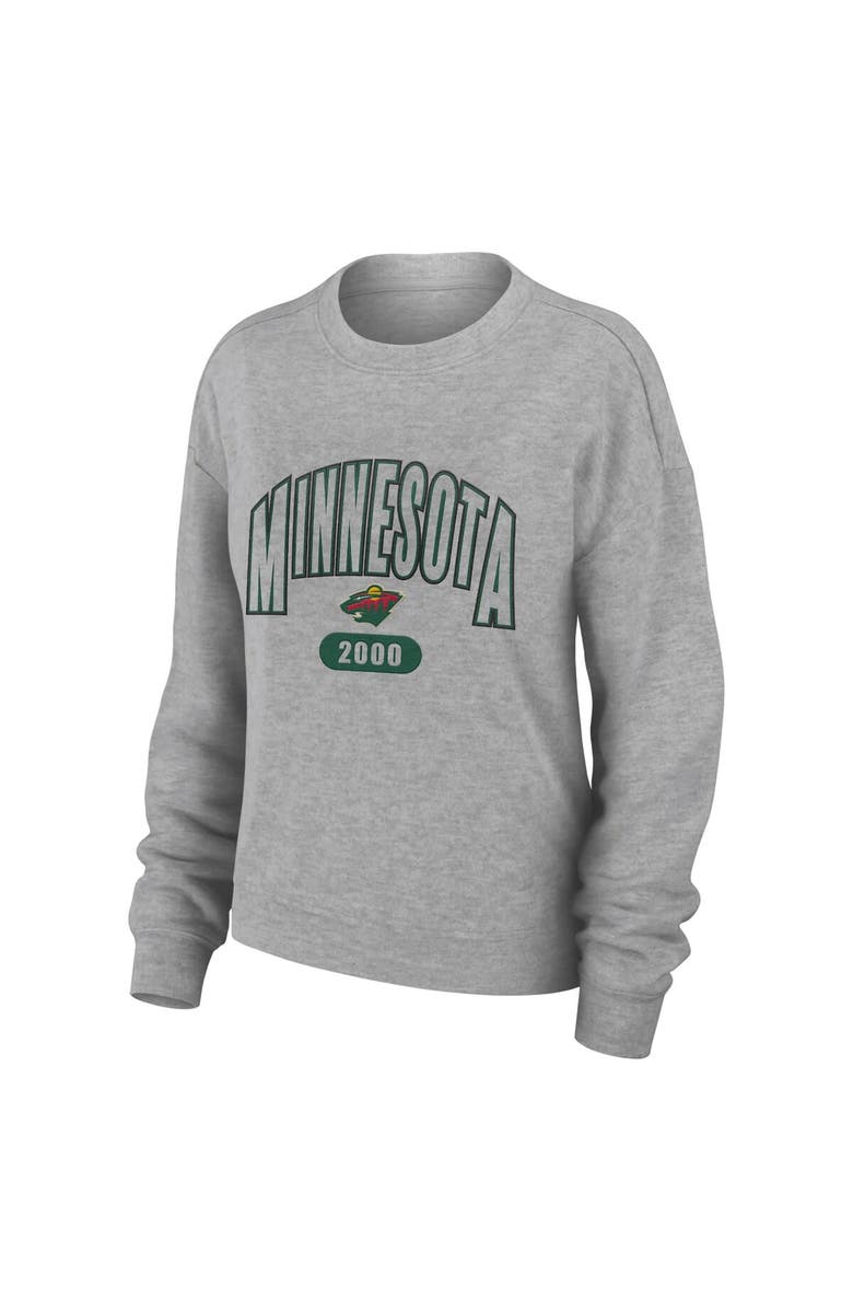 WEAR by Erin Andrews Women's WEAR by Erin Andrews Heather Gray Minnesota Wild Knit Long Sleeve Tri-Blend T-Shirt & Pants Sleep Set, Alternate, color, Heather Gray