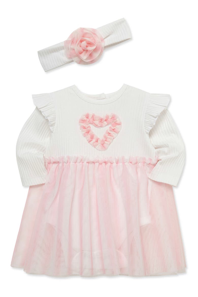 Kids' Sweetheart Tutu Bodysuit & Headband Set, Alternate, color, WHITE/ PINK