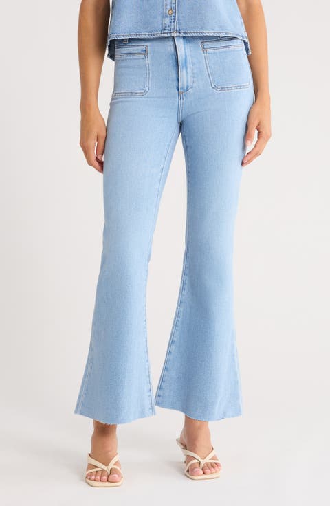Marlow High Waist Raw Hem Ankle Skimmer Flare Jeans (Regular & Petite)