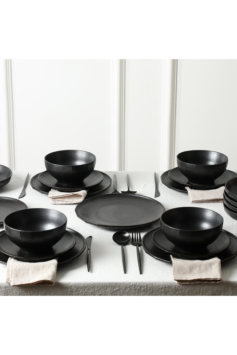 Rio Stoneware 12-Piece Dinnerware Set, Alternate, color, Black