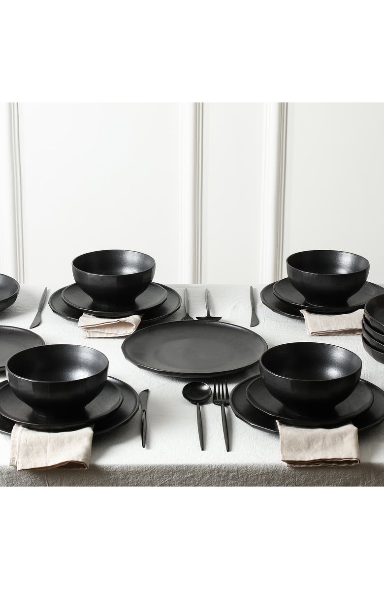 Stone Lain Rio Stoneware 12-Piece Dinnerware Set, Alternate, color, Black