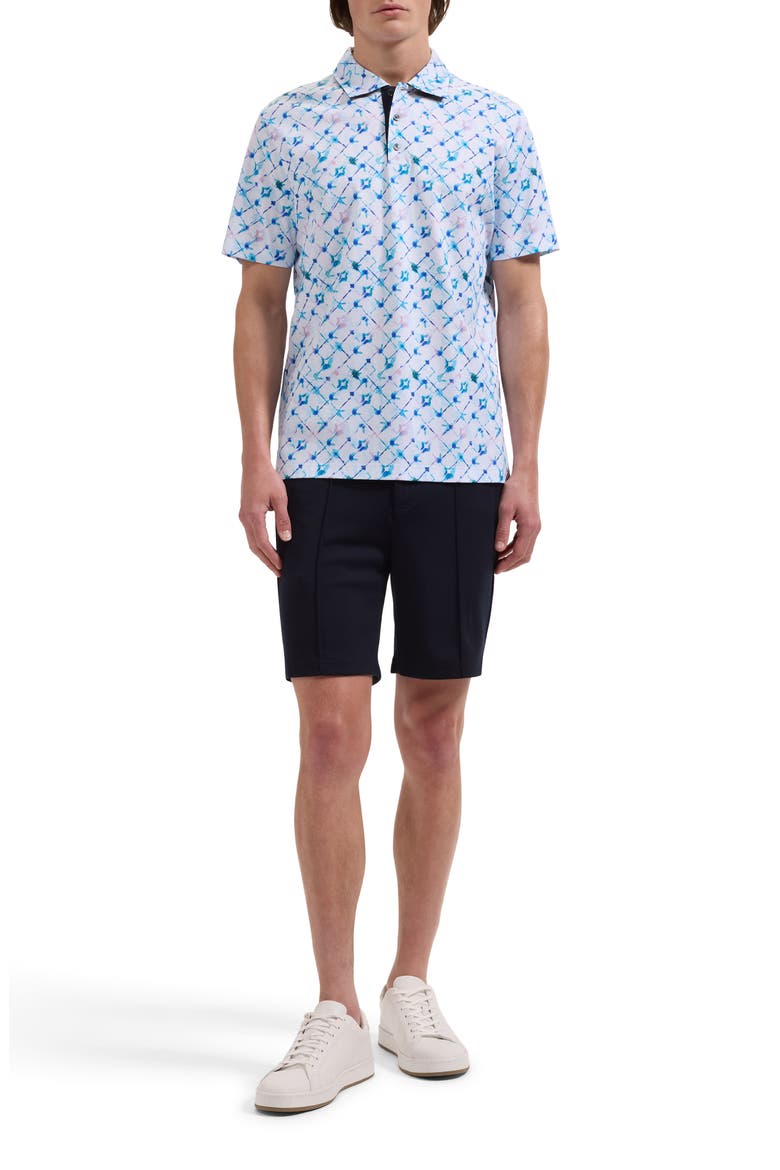 Hendrix Geo Print Pima Cotton Polo, Alternate, color, AQUA