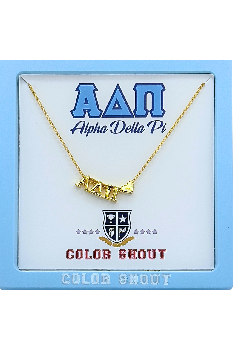 Alpha Delta Pi Sorority Gold Heart Necklace, Alternate, color, Yellow Gold