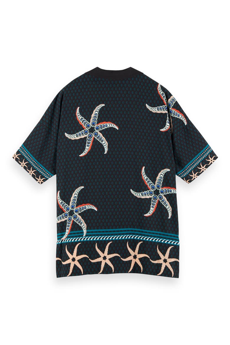 Tropical Print Button-Up Shirt, Alternate, color, BLUE