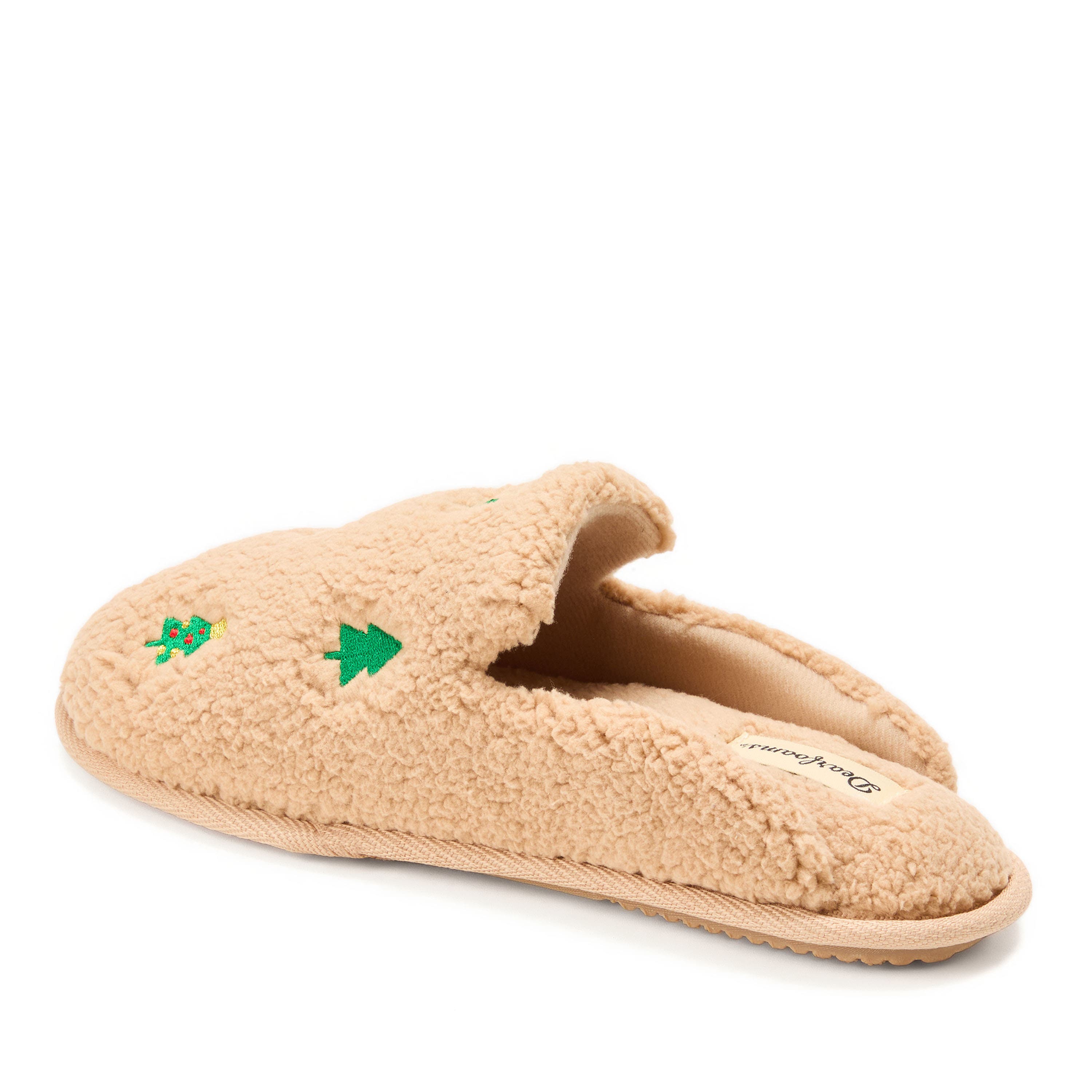 DEARFOAMS Teddy Tab Scuff Slipper, Alternate, color, Latte