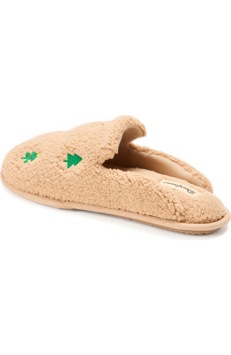 DEARFOAMS Teddy Tab Scuff Slipper, Alternate, color, Latte