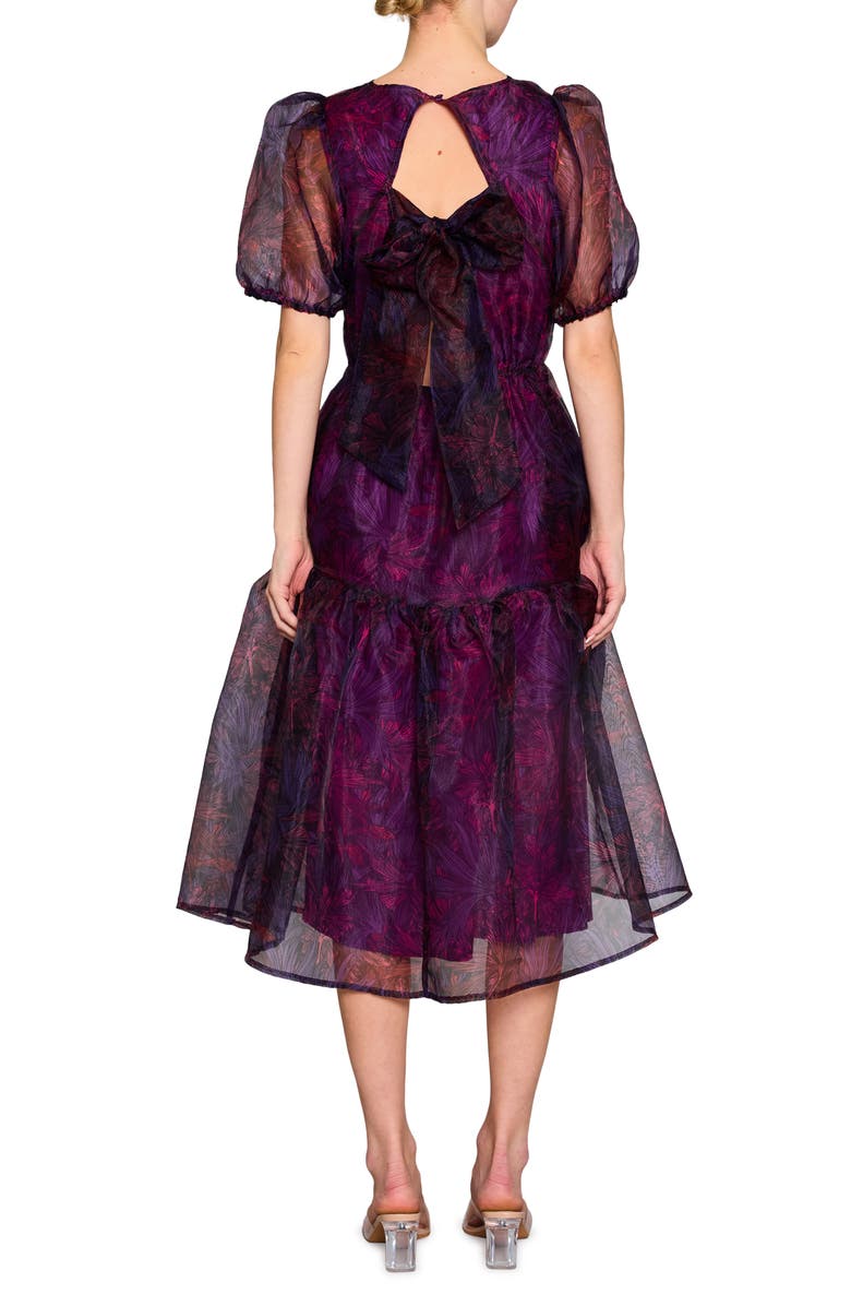 MELLODAY Print Puff Sleeve Tiered Midi Dress, Alternate, color,